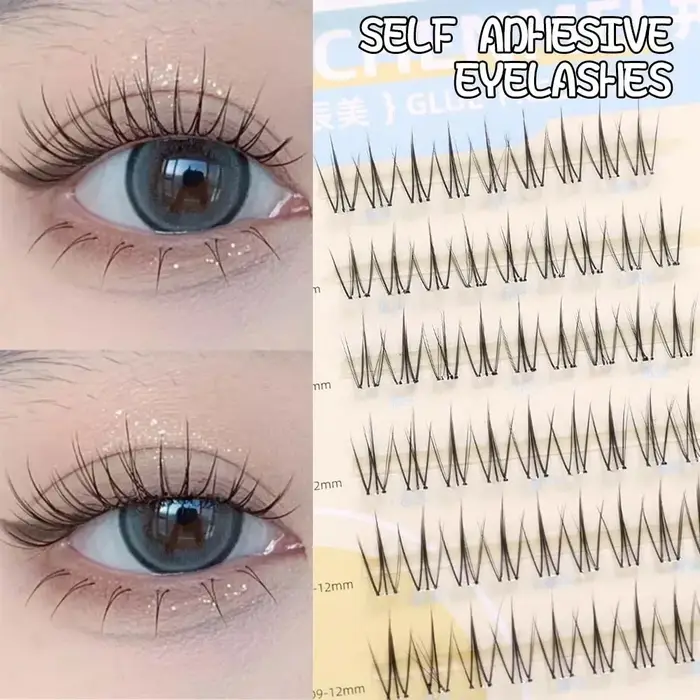 Pas besoin de colle faux cils moelleux auto-adhésif réutilisable bande transparente grappe segmentée bricolage Manga