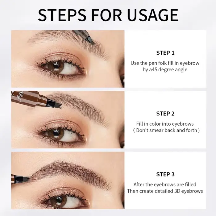 Stylo à sourcils étanche à 4 pointes fendues