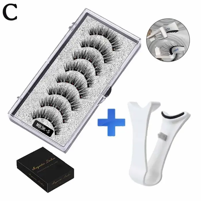 Cils magnétiques naturels 3D avec 5 cils magnétiques, faux cils magnétiques réutilisables faits à la