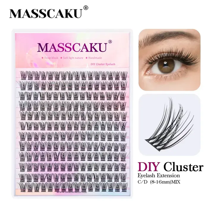 Super bon marché MASSCAKU Cils artificiels segmentés DIY faits à la main pour maquillage et cosplay, avec applicateur, produits de maquillage