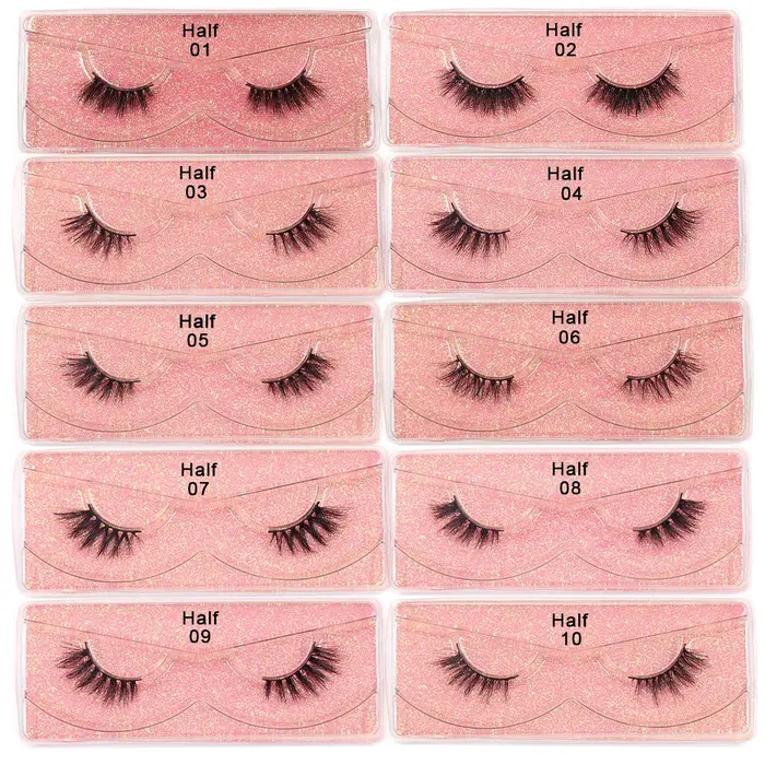 Maquillage Demi-cils Naturels Volumineux 3D en Vison avec Bande Transparente