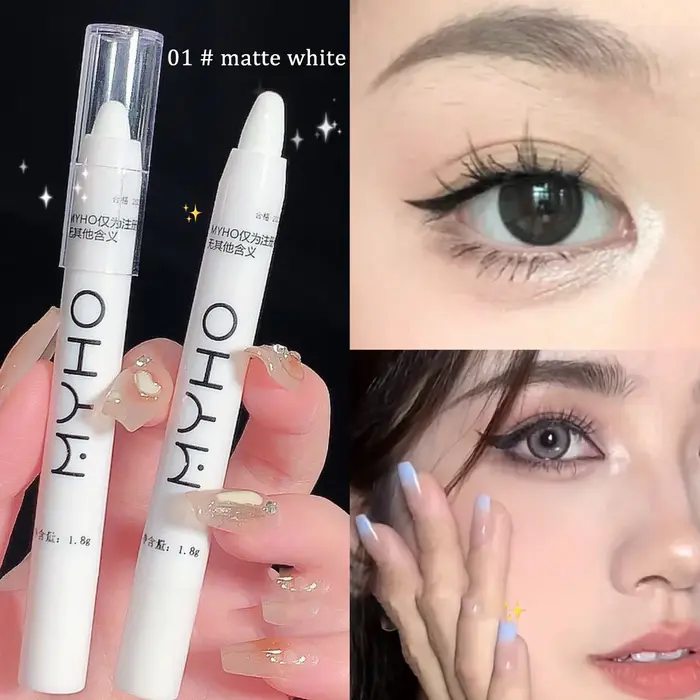 Eyeliner blanc brillant paillettes fard à paupières bâton Eye Liner stylo 15 couleurs mat marron ros