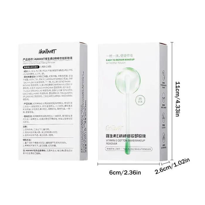 25 cotons-tiges jetables démaquillants 0,3 ml pré-imprégnés de liquide nettoyant, pliables et portab