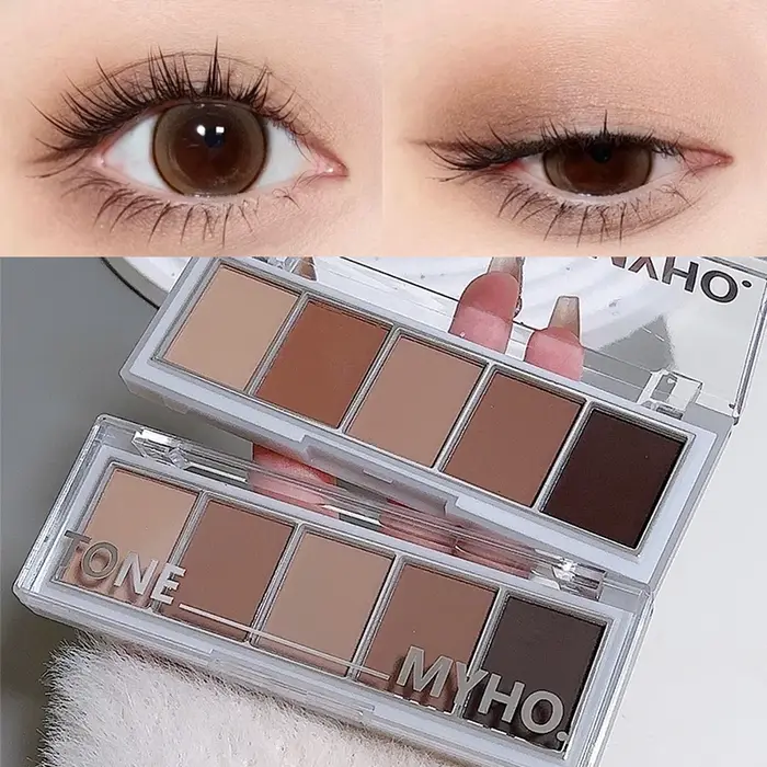 MYHO coréen cinq couleurs fard à paupières Palette plein mat brun Contour du visage ombre