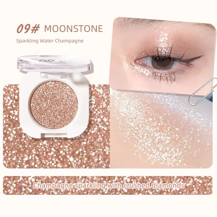 Diamant argent fard à paupières durable imperméable Monochrome brillant maquillage des yeux Palette miroitant mat gris