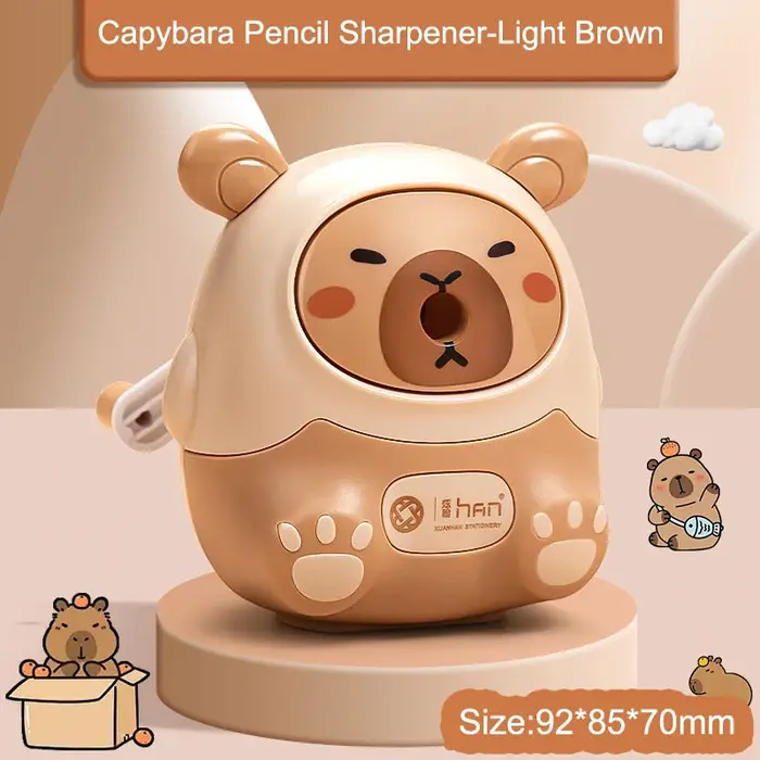 Taille-crayon mécanique à manivelle Capybara mignon de dessin animé, avec entrée automatique du cray