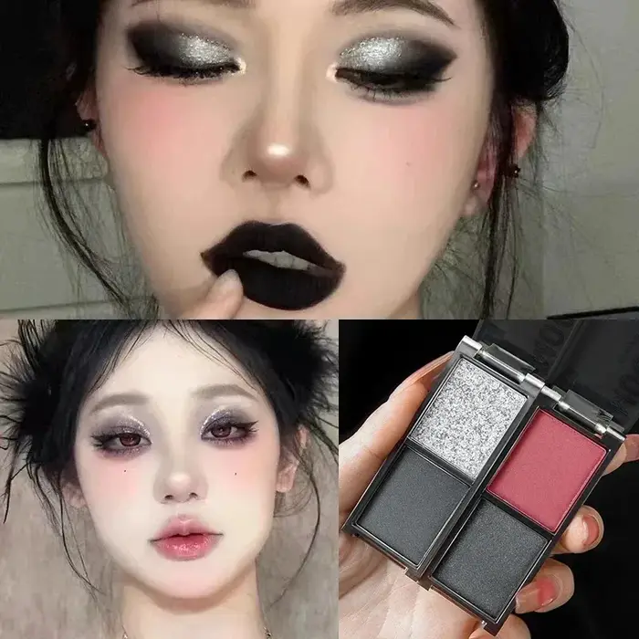 Palette de fards à paupières bicolore noir et rouge