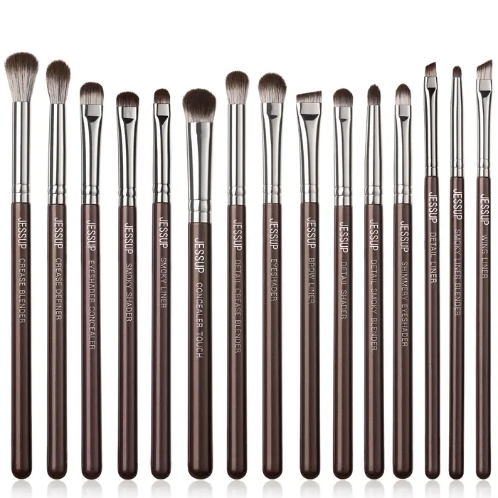 Jessup pinceaux de maquillage ensemble 15/25 pièces Premium synthétique marron