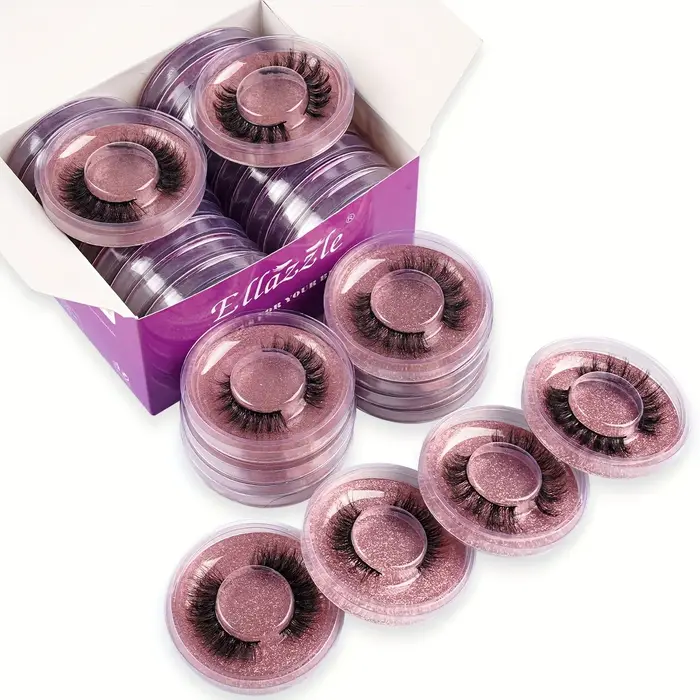 20 paires 4 Styles vaporeux Faux vison Faux cils mélangés dramatiques épais bouclés moelleux bande c