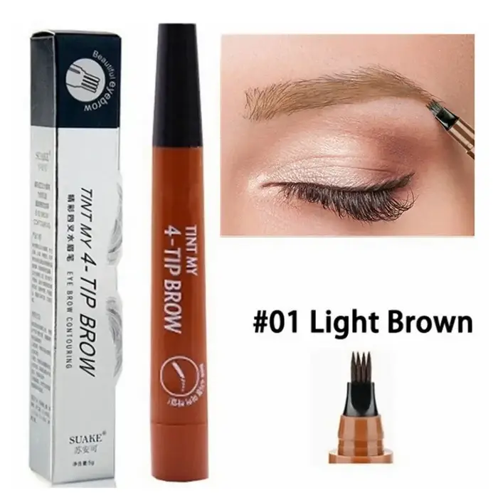 Crayon à sourcils à 4 fourchettes, naturel, imperméable, Anti-transpiration, liquide durable, ne fai