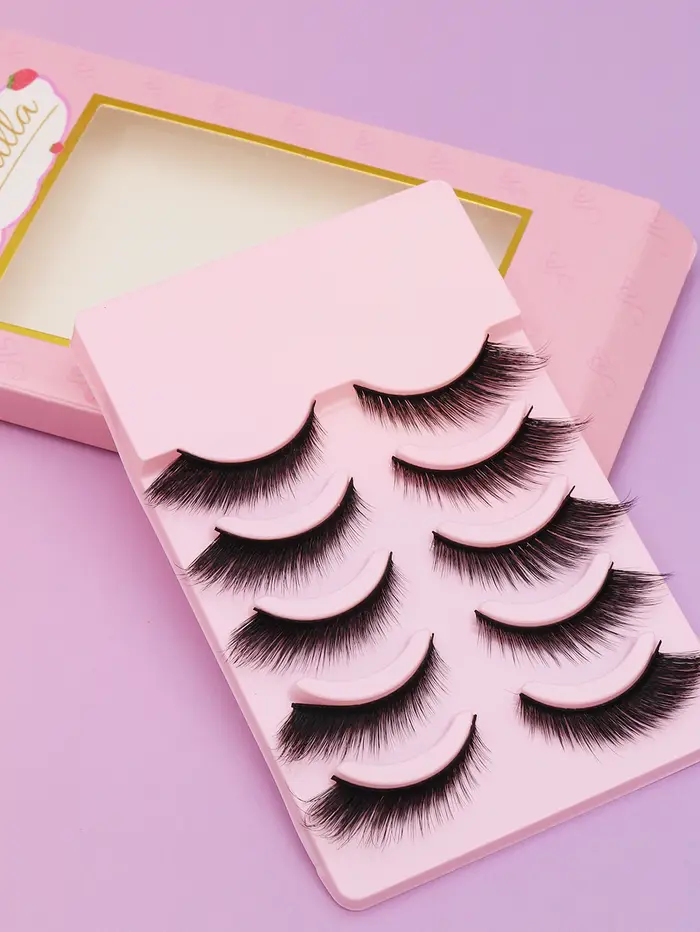 5 paires de cils style aiguisé naturel beau usage effet confortable faux cils maquillage