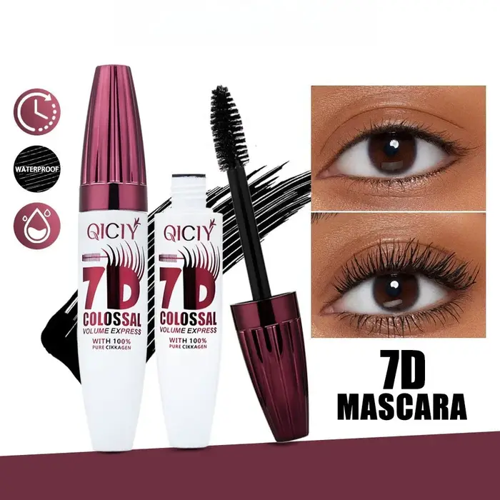 Mascara noir volumisant et recourbant 7D, anti-bavures, effet lifting et recourbement naturel des cils, sans résidus, non agglutinant, waterproof, maquillage pour les yeux