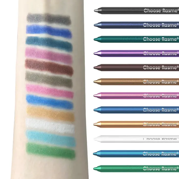 Ensemble de 12 stylos Eyeliner imperméables avec effets scintillants