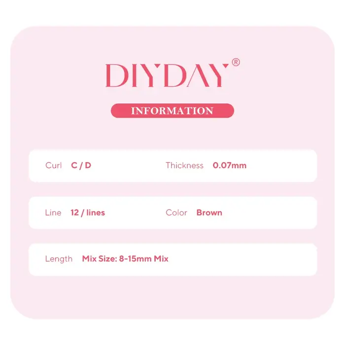 DIYDAY en forme de U YY cils bruns Premium PBT BASF YY brun foncé Extension de Faux
