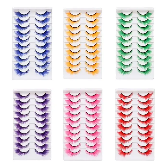10 paires de cils colorés d'aspect dramatique