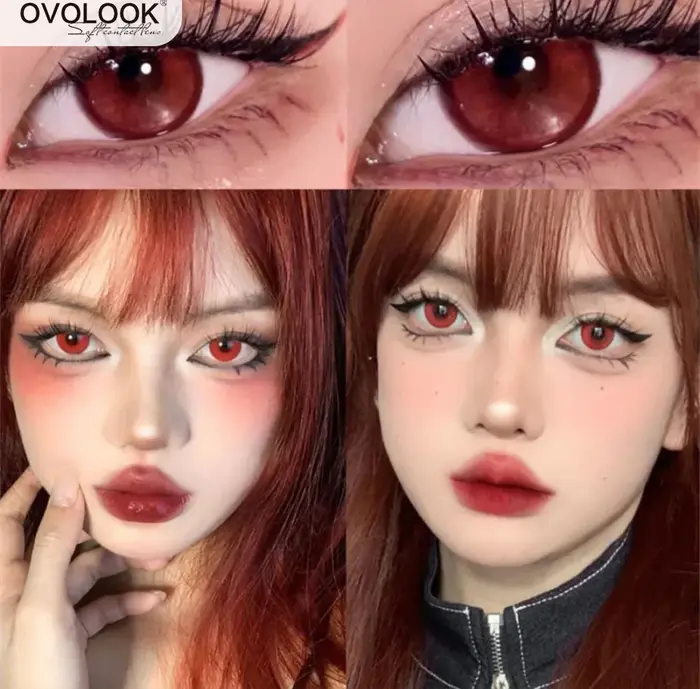 2pcs/paire Cosplay lentilles de Contact de couleur rouge pour les yeux mode