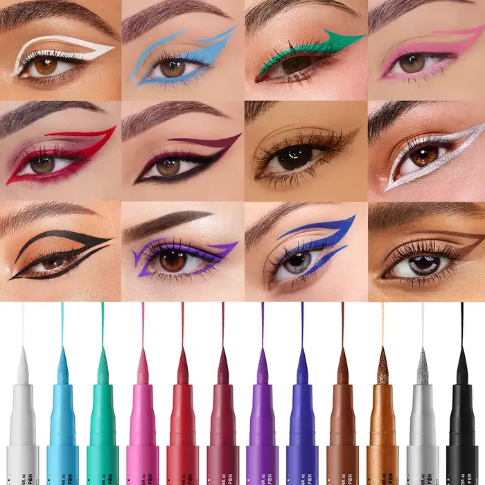 Eyeliner liquide rouge violet 12 couleurs, mat, séchage rapide, résistant aux taches, stylo pour les yeux lisse, maquillage longue durée, cosmétiques