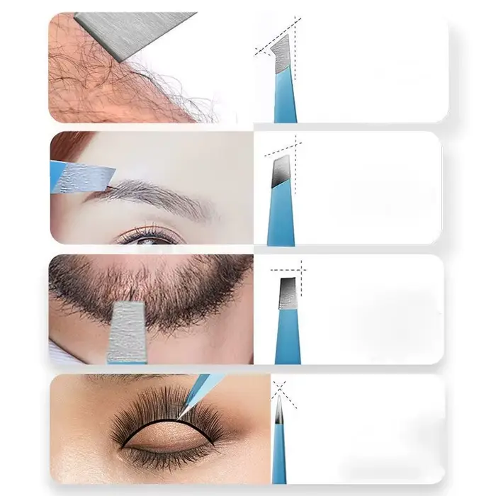 EyeblogugTweezer-Pince à épiler inclinée en acier inoxydable