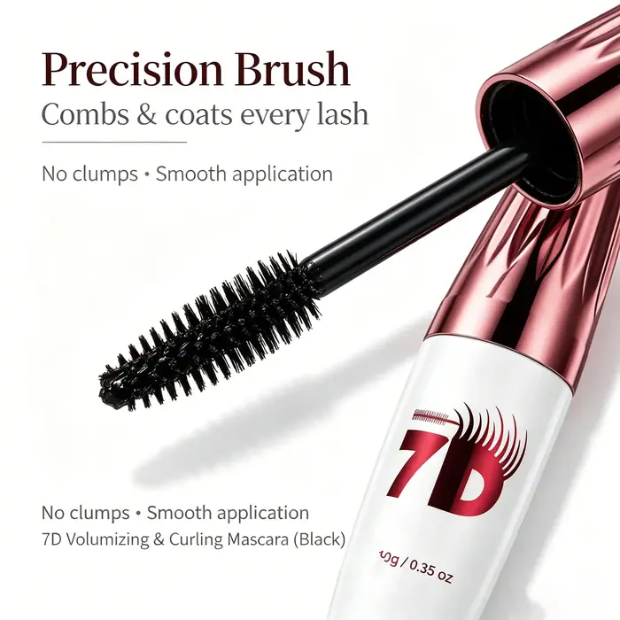 Mascara noir volumisant et recourbant 7D – Maquillage pour les yeux waterproof