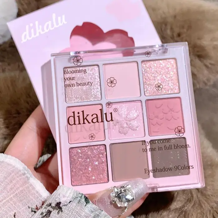 DIKALU 9 couleurs Sakura fard à paupières Palette paillettes mat faible Saturation rose marron nu maquillage miroitant Pigments pour les yeux longue durée