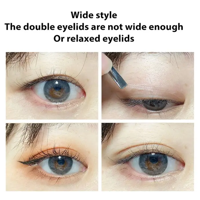 Autocollants invisibles à Double pli pour paupières, bande autocollante en dentelle naturelle, rayures Beige claires, outils de maquillage pour les yeux naturels pour fard à paupières