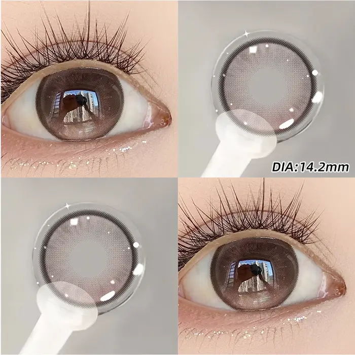 OVOLOOK-1 paire de lentilles de contact colorées pour les yeux, lentilles marron naturelles à la mode, 14.2/14.5mm, lentilles de beauté colorées bleues, violettes, roses