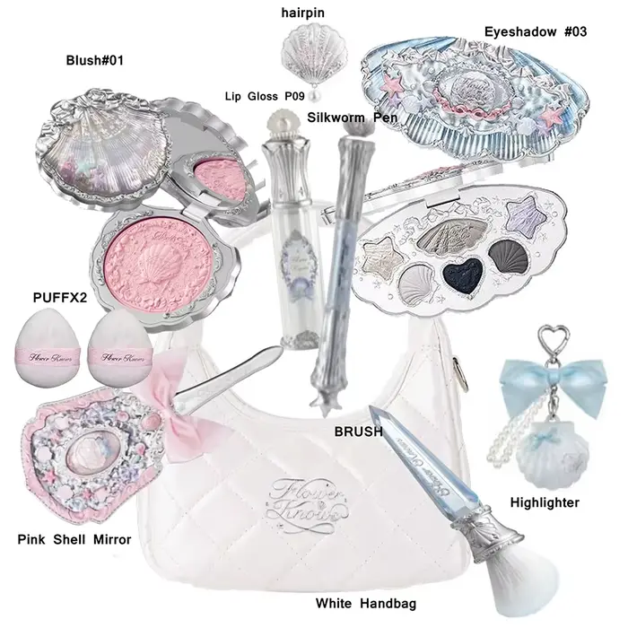 Ensemble de maquillage Flower Knows Midsummer Fairytales, fond de teint Flowerknows, illuminateur Li