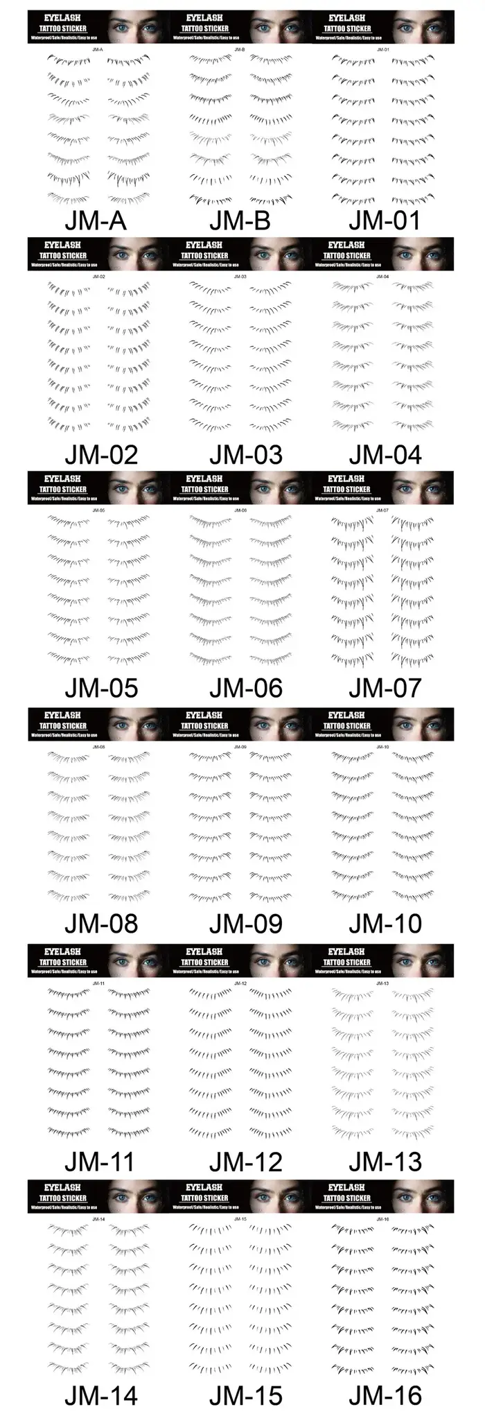 LovQuito-Autocollants de tatouage de cils inférieurs