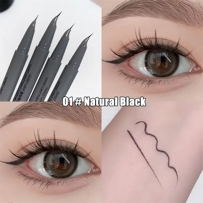 Eyeliner liquide à pointe fine courbée, waterproof, séchage rapide, application fluide, pour effet «