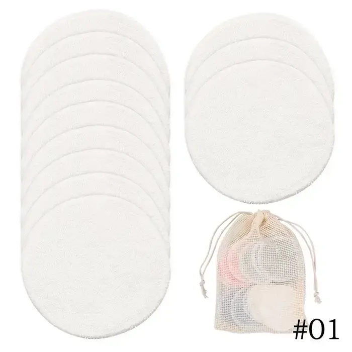 Tampons démaquillants réutilisables en Fiber de bambou, 12 pièces/paquet, ronds lavables, nettoyage