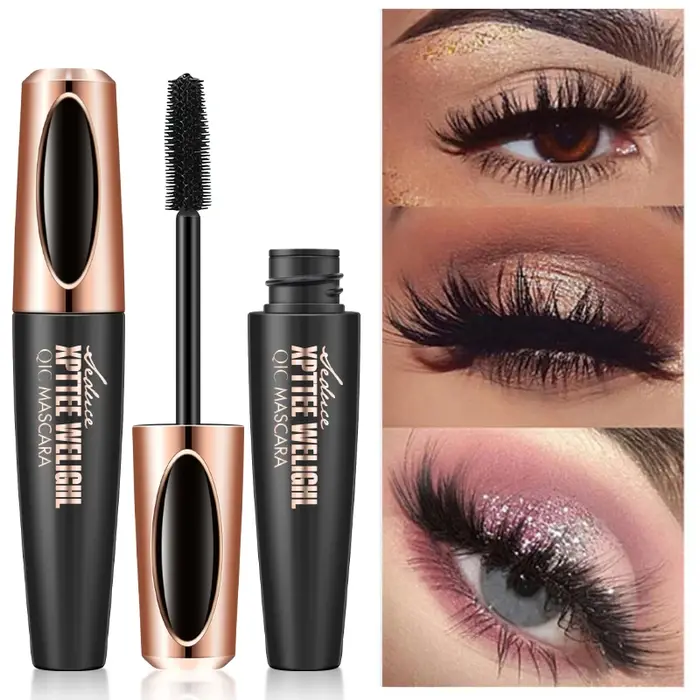 Mascara noir en fibres 4D, épaississant, allongeant, volumisant, imperméable, résistant à la sueur,