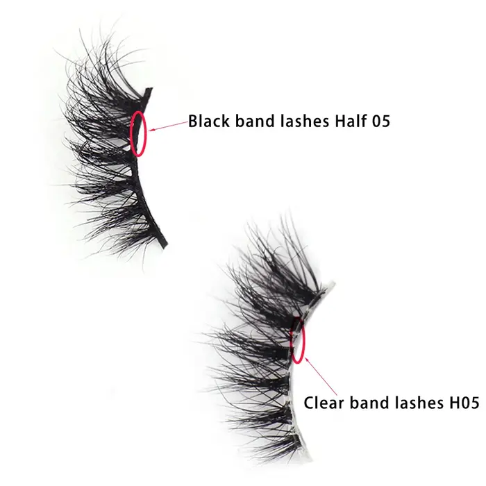 Maquillage Demi-cils Naturels Volumineux 3D en Vison avec Bande Transparente