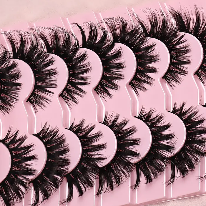 7 paires de faux cils œil de chat dramatiques-cils d'aspect naturel allongé