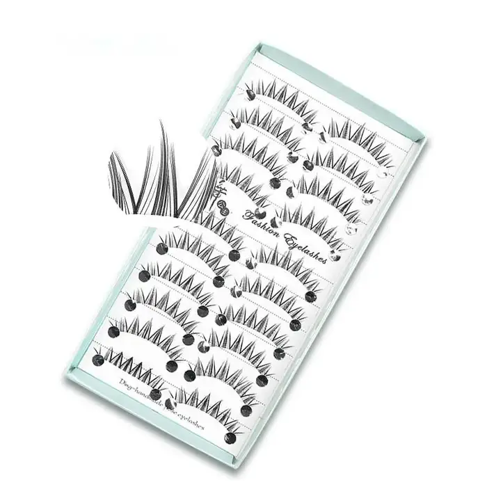 10 paires de faux cils naturels longs et effilés effet œil de chat