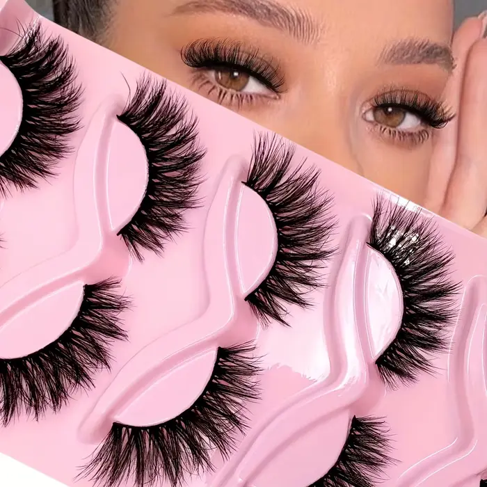 5 paires de cils œil de chat 3D faux