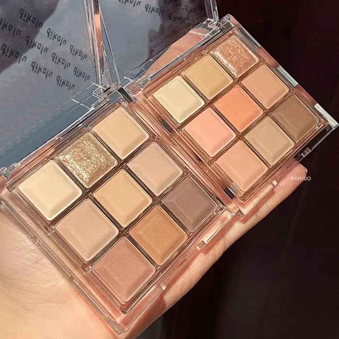 9 couleurs fumé noir rose fard à paupières Palette de maquillage mat chocolat brun ombre