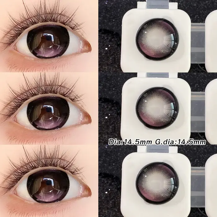 OVOLOOK - 2 lentilles de contact colorées de grand diamètre bleues/marron/grises/noires pour les yeux avec correction