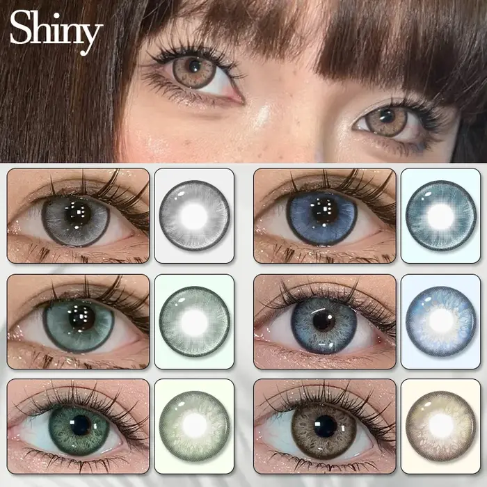 DUOXIU 1 paire de lentilles de contact de couleur myopie annuelle pour les yeux bruns-lentilles souples de Cosplay d'élève rose bleu à la mode