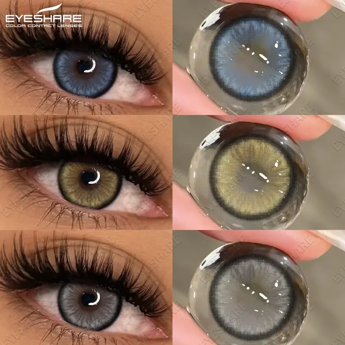 EYESHARE Lentilles de contact colorées naturelles bleues, lentilles bleues, lentilles de contact vertes, lentilles de contact souples pour la beauté et le maquillage des yeux