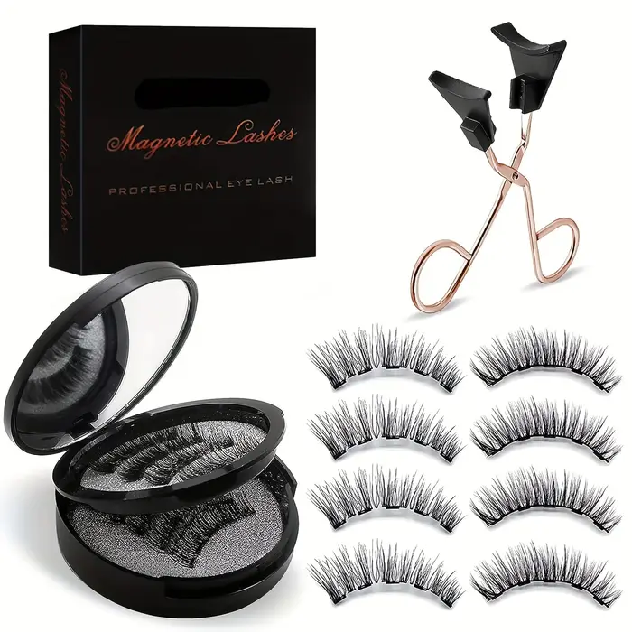 8 pièces Kit de cils magnétiques faux cils naturels Kit d'extension de cils imperméable réutilisable