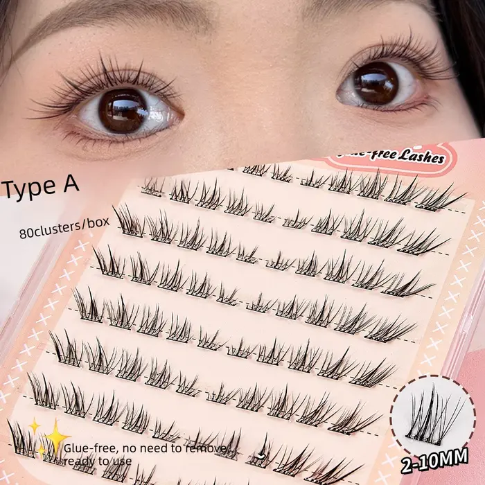 Faux cils auto-adhésifs sans colle, simulation naturelle de l'allongement de la queue d'œil, cils en