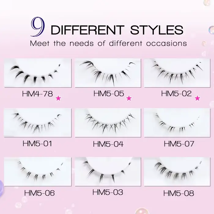 10 paires de cils inférieurs Manga, bande transparente, vaporeux, petite flamme sous les yeux, maqui