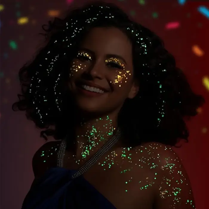 Bowitzki 12 couleurs brillent dans le noir paillettes Gel visage
