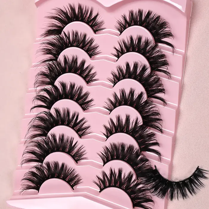 7 paires de faux cils œil de chat dramatiques-cils d'aspect naturel allongé