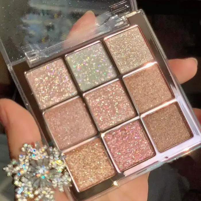 Palette de fards à paupières 9 couleurs, bleu noir nacré, maquillage pour les yeux, couleurs vives, brillantes, imperméables et durables