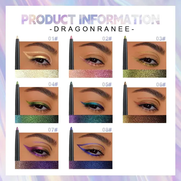Crayon Eyeliner Nacré Effet Aurore Imperméable Bleu Violet Paillettes Diamantées Fard à Paupières Métallique Chrome Maquillage Yeux Effet Silkworm