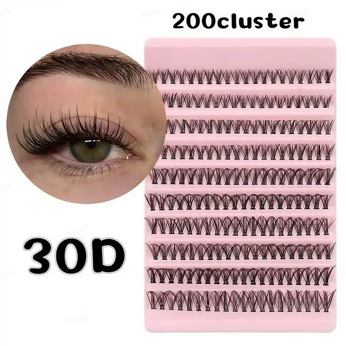 Vente chaude! Faux cils européens et américains super denses à 200 grappes - Restock pour un usage naturel et confortable