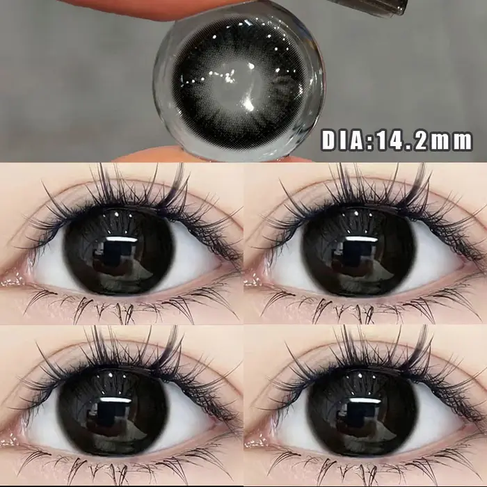 Deux paires de lentilles de Contact de couleur des yeux noirs de grand diamètre