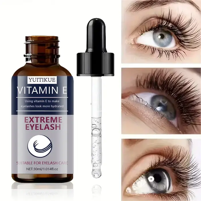 Sérum pour les cils à la vitamine E YUITIKUE - Hydrate, lisse et ajoute de la brillance aux cils, do