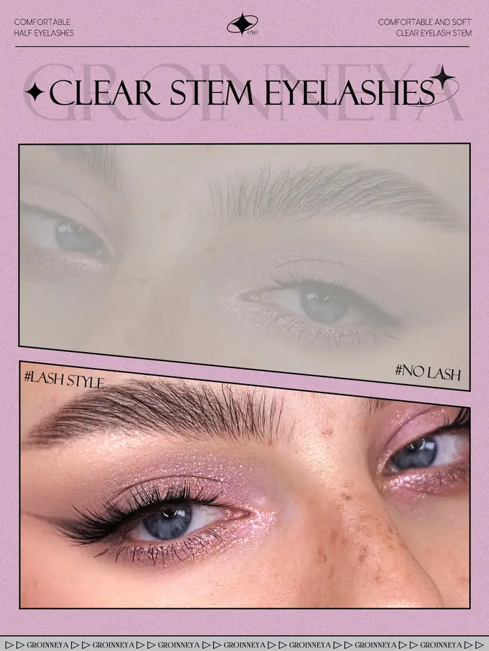 GROINNEYA Les cils œil de chat créent un look naturel Demi-cils avec extrémités ailées